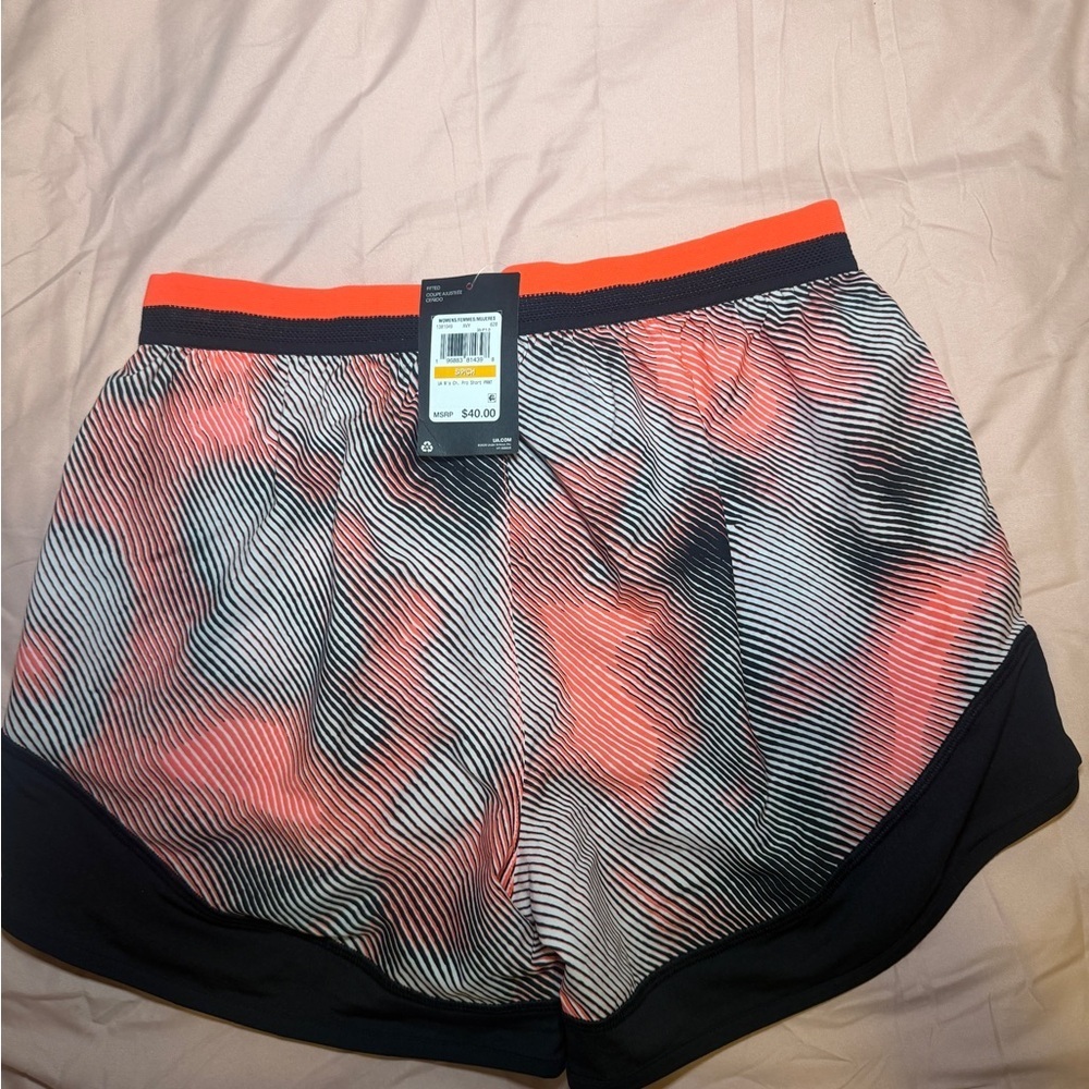 Under Armour Women's Black and Orange Athletic Shorts - Picture 3 of 3